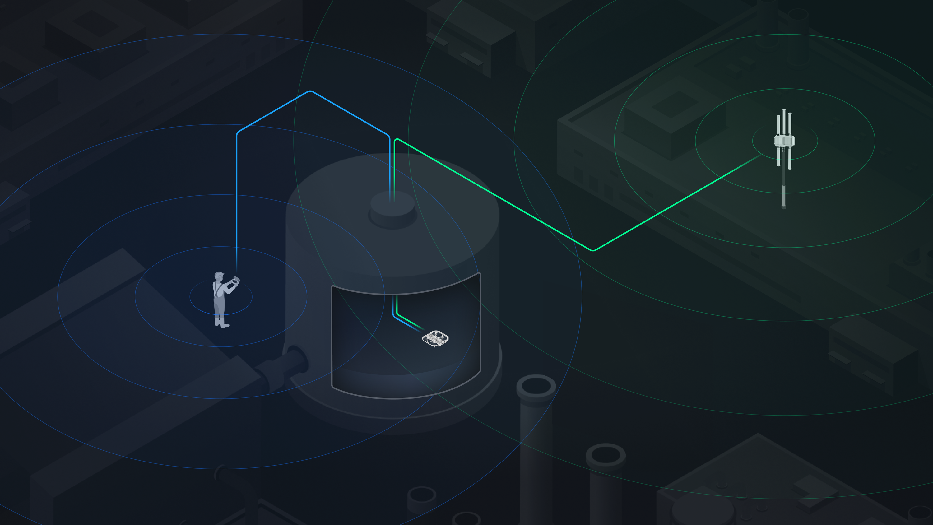 R10 stays connected with point to point to your controller and on 5G networks via External Radio