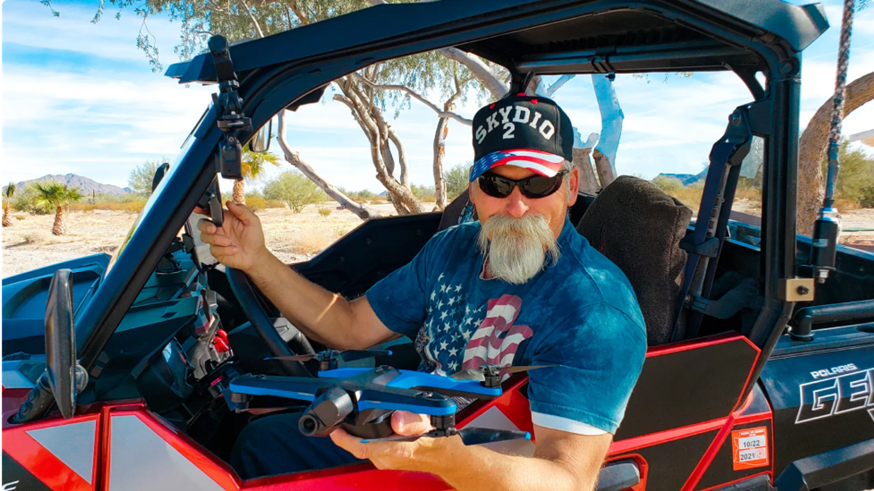 veteran holding Skydio drone