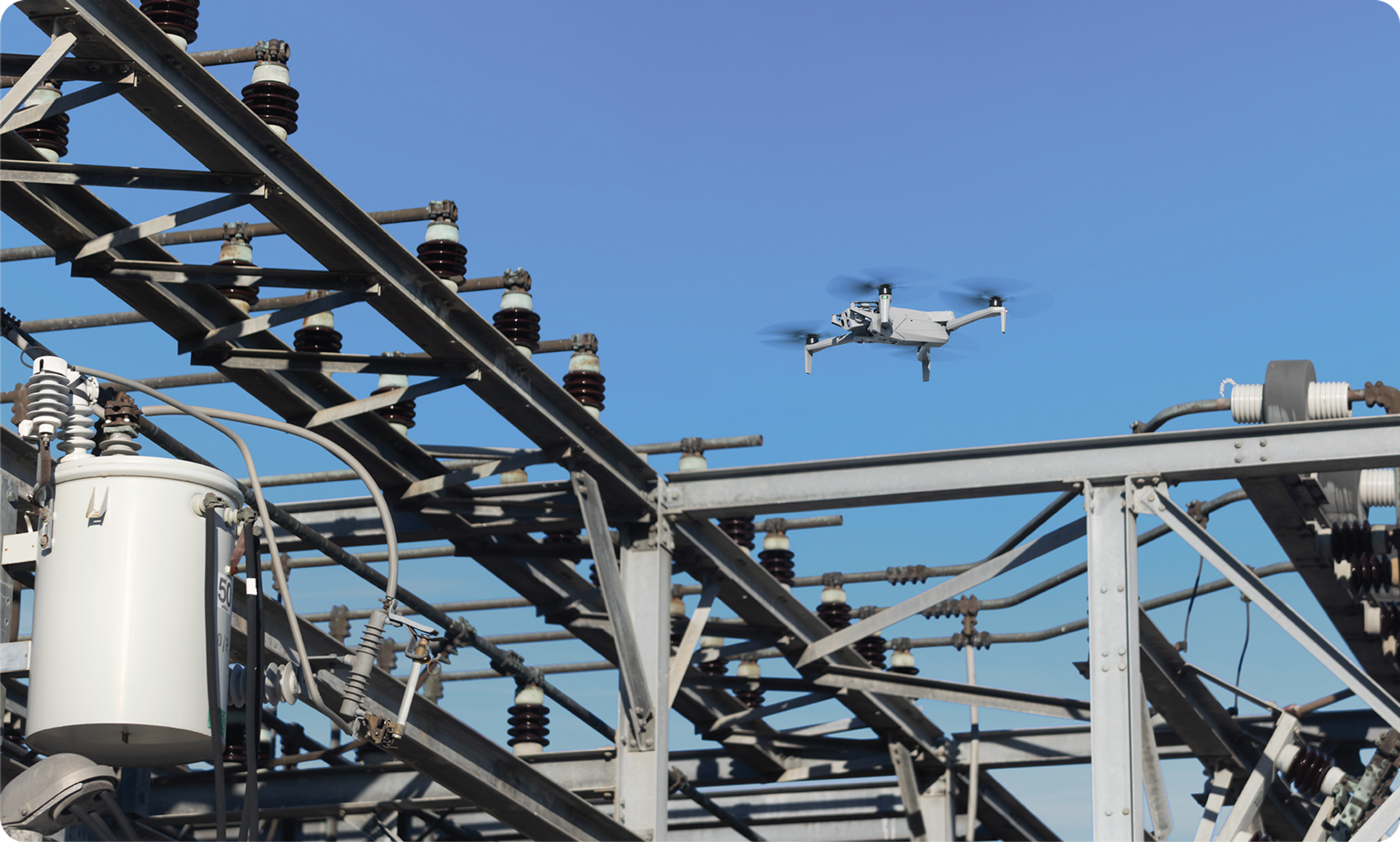 Skydio Dock positioned at substation ready to go