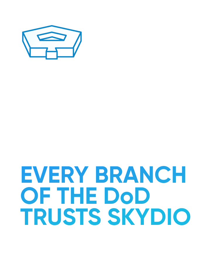 pentagon icon with text every branch of DoD trusts Skydio