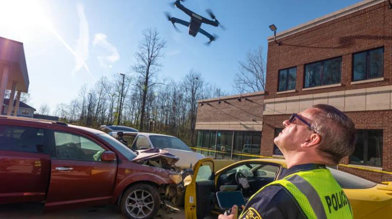 police 3d scan car crash drone
