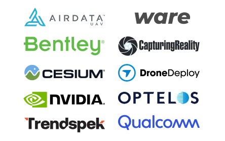 arris, bently, capturing reality, dronedeploy, nvidia, wualcomm, ware logos 