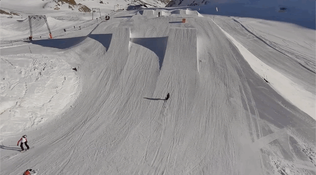 Find the right tracking distance from your drone while skiing in the terrain park