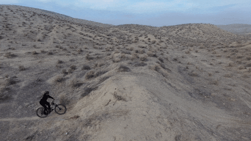 mountain bike backflip filmed by skydio 2 drone