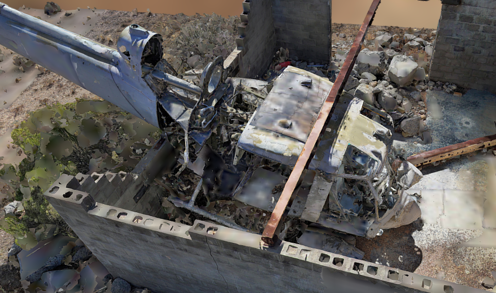 Close-Up Shot of Wreckage from 3D Model