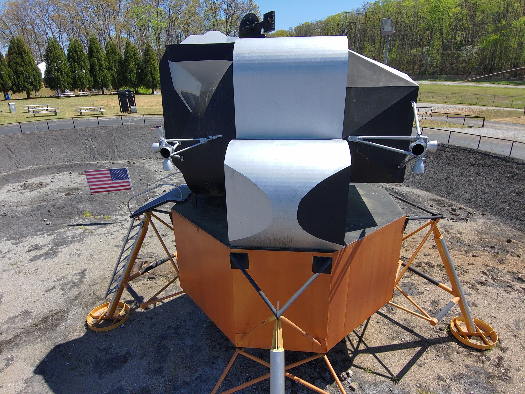 A Drone Photo of the Lunar Lander at the U.S. Space & Rocket Center