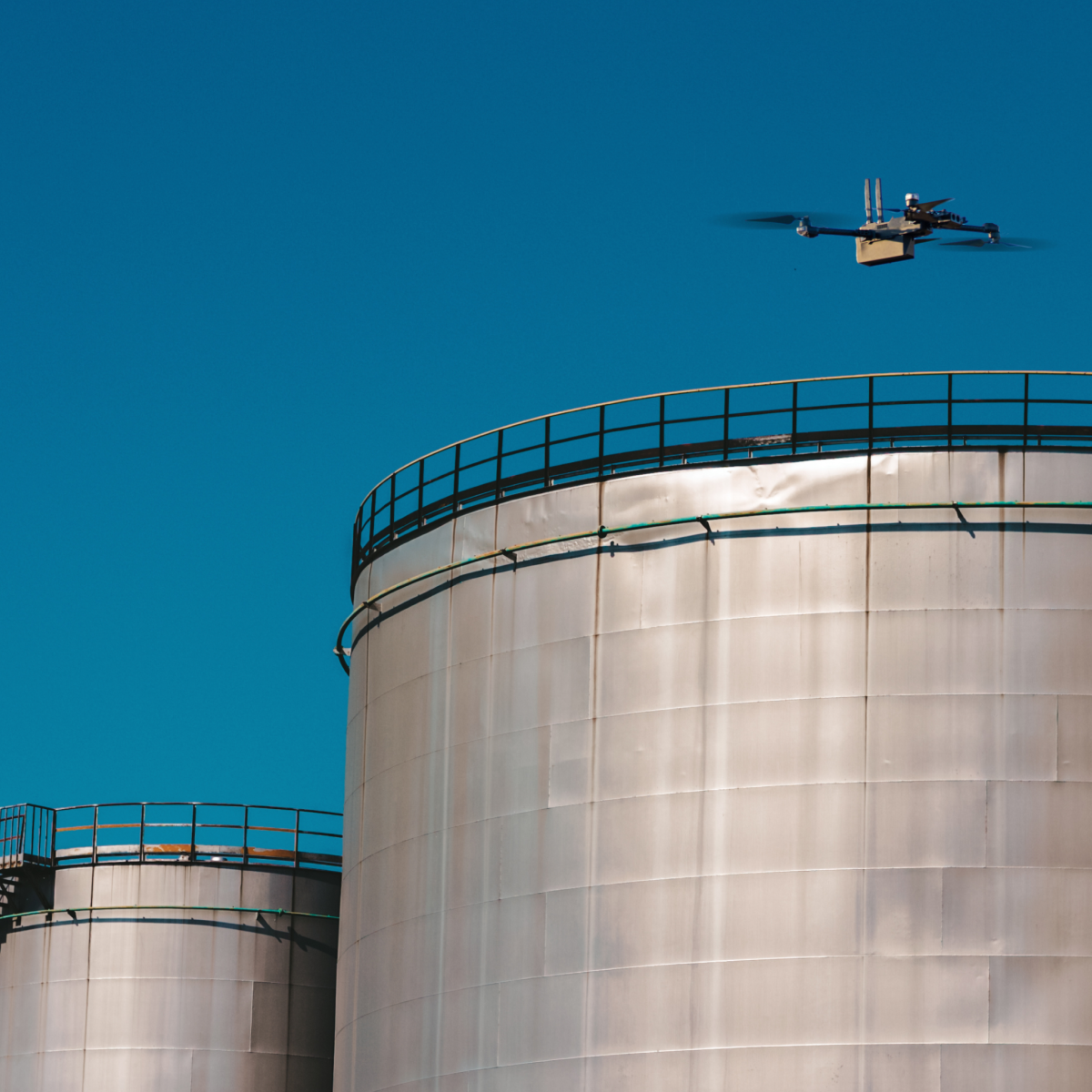 Skydio drone flying above and inspecting a boiler