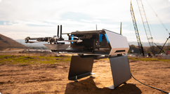 picture of drone leaving dock on a construction site