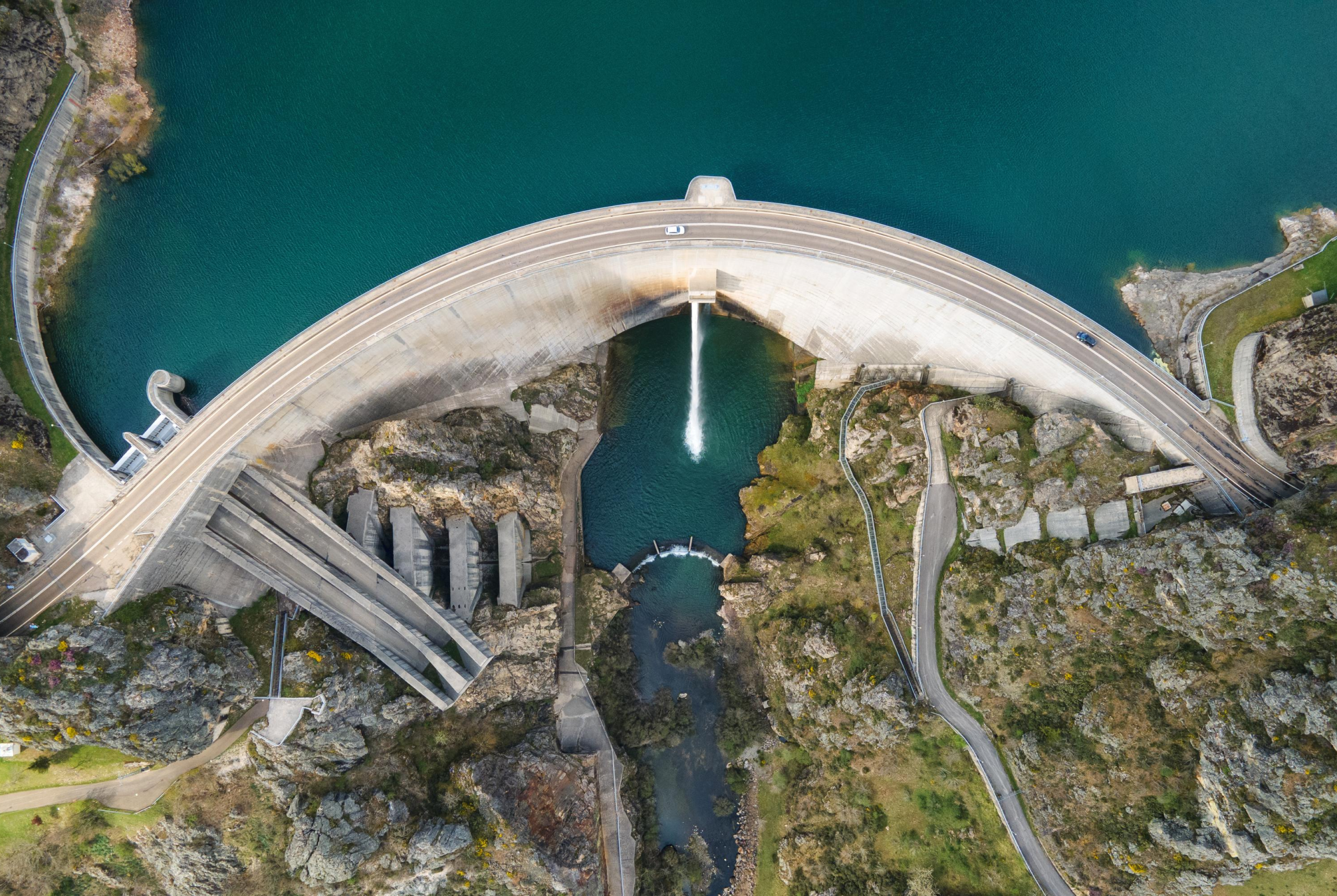 aerial Image of dam taken from Skydio drone