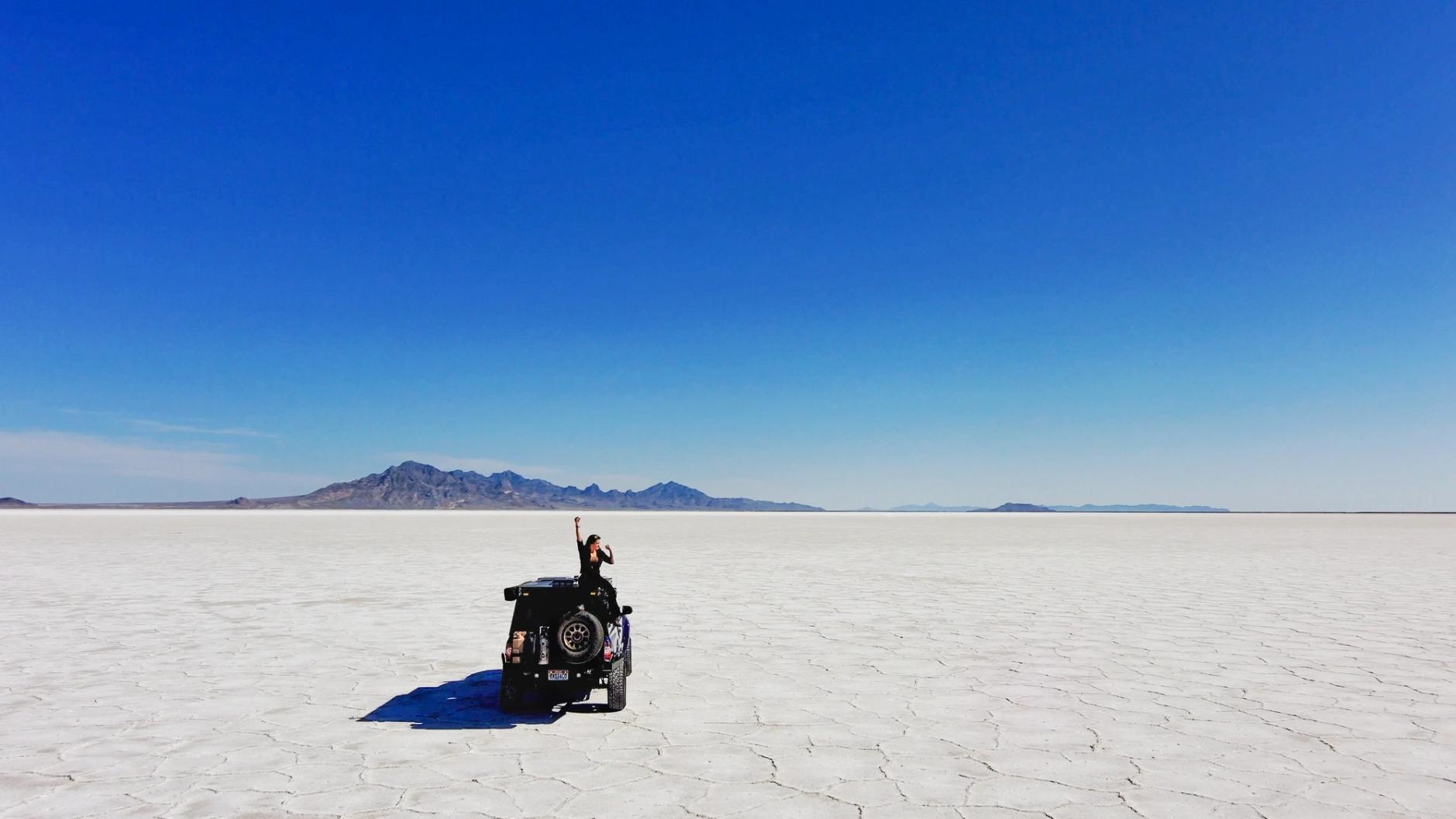 Cristen Whetten salt flats skydio 2 jeep