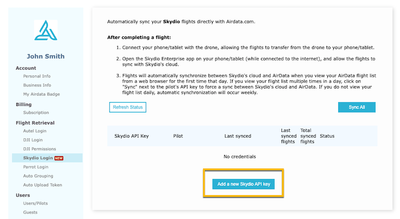 enter api on airdata