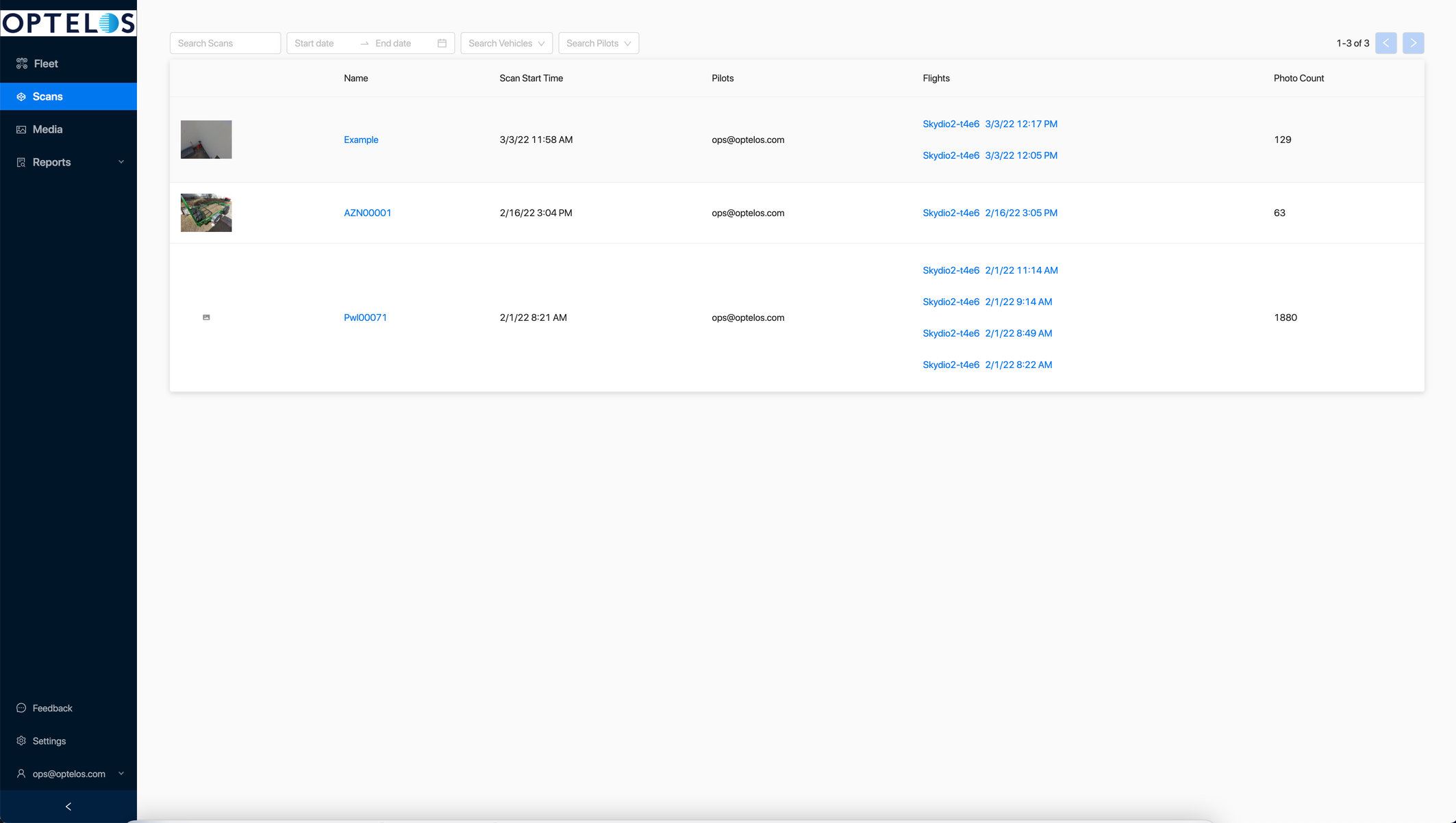 Optelos platform drone management