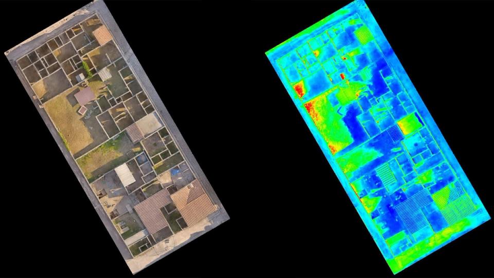 Visible spectrum and thermal orthomosaics of the I.14 insula in Pompeii captured with the X10