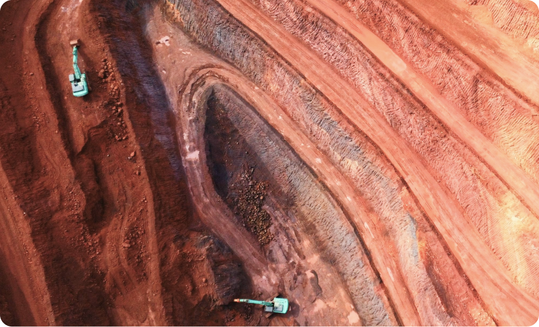 aerial image of drone surveying gravel pit quarry