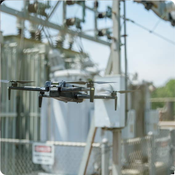 drone entering dangerous high EMF substation area