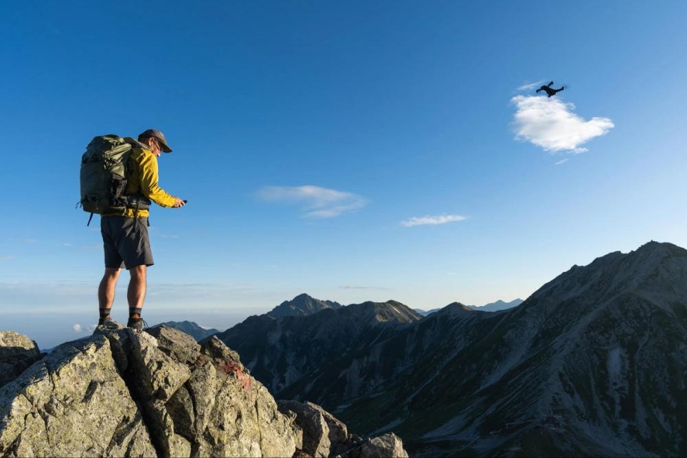 skydio drone flying mountain landscape