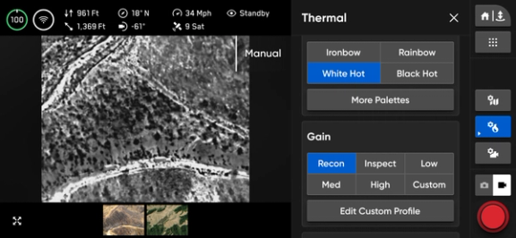 controller user interface showing what the drone is seeing