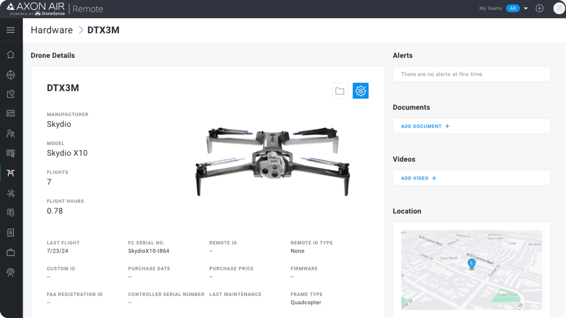 Drone telemetry and management with Skydio and Axon Air integrations