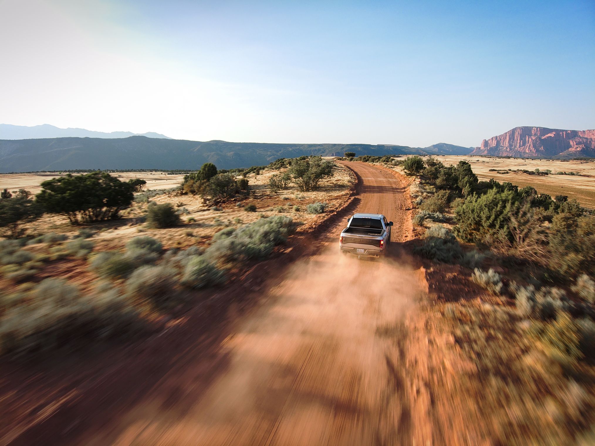 Skydio 2 following Ford raptor offroad