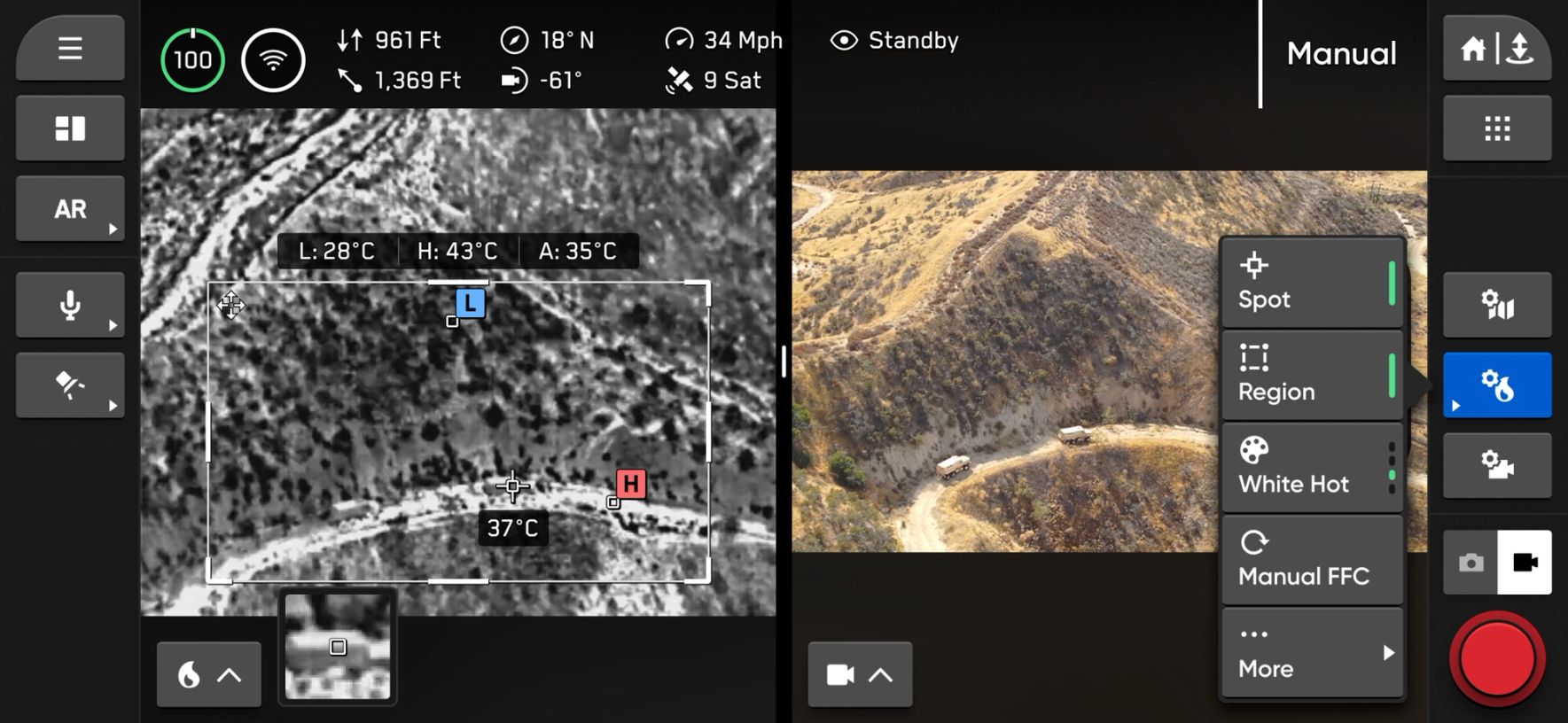 controller ui of skydio x10 drone