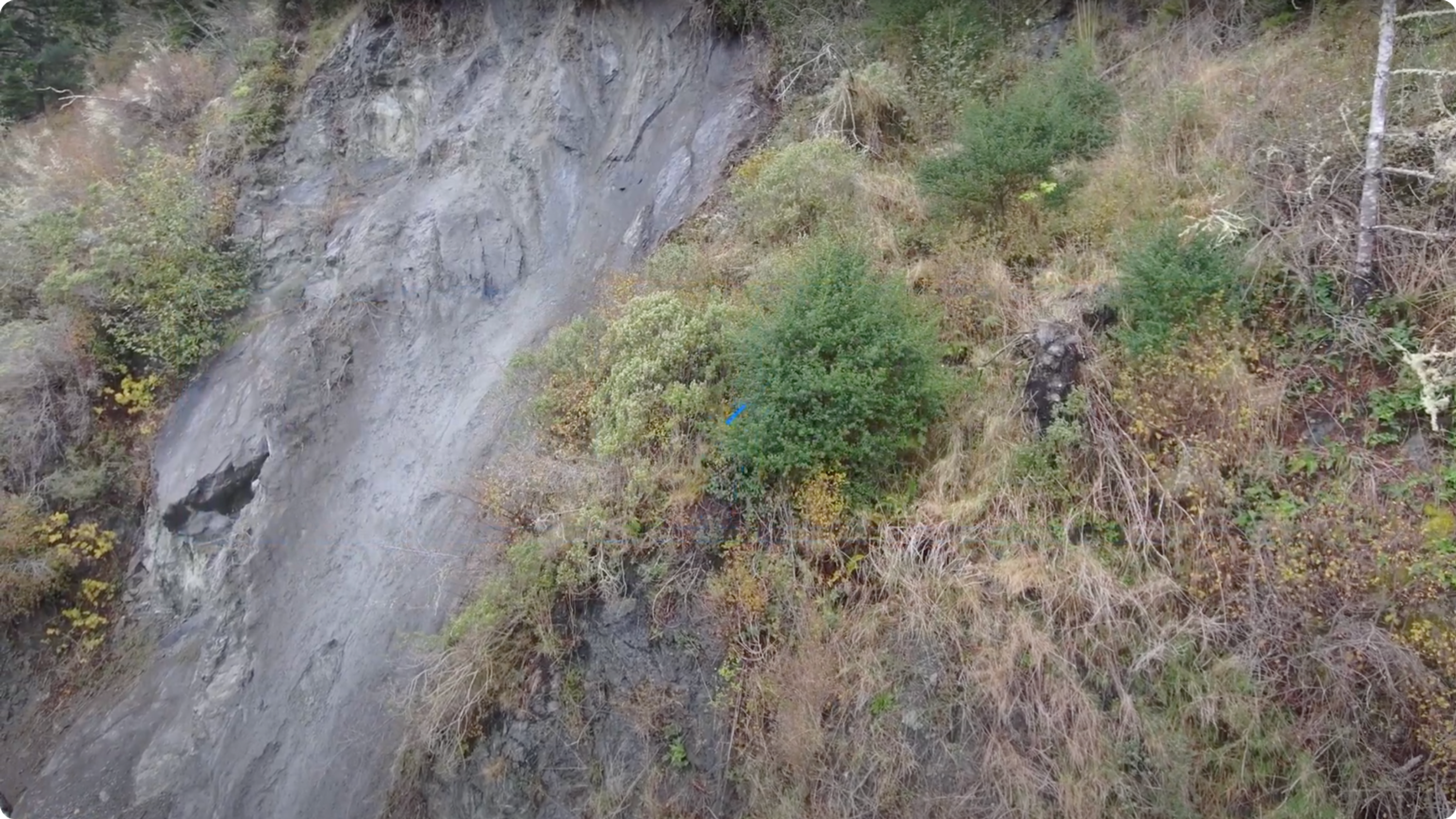 inspecting landslide with Skydio X10 for more escarpment