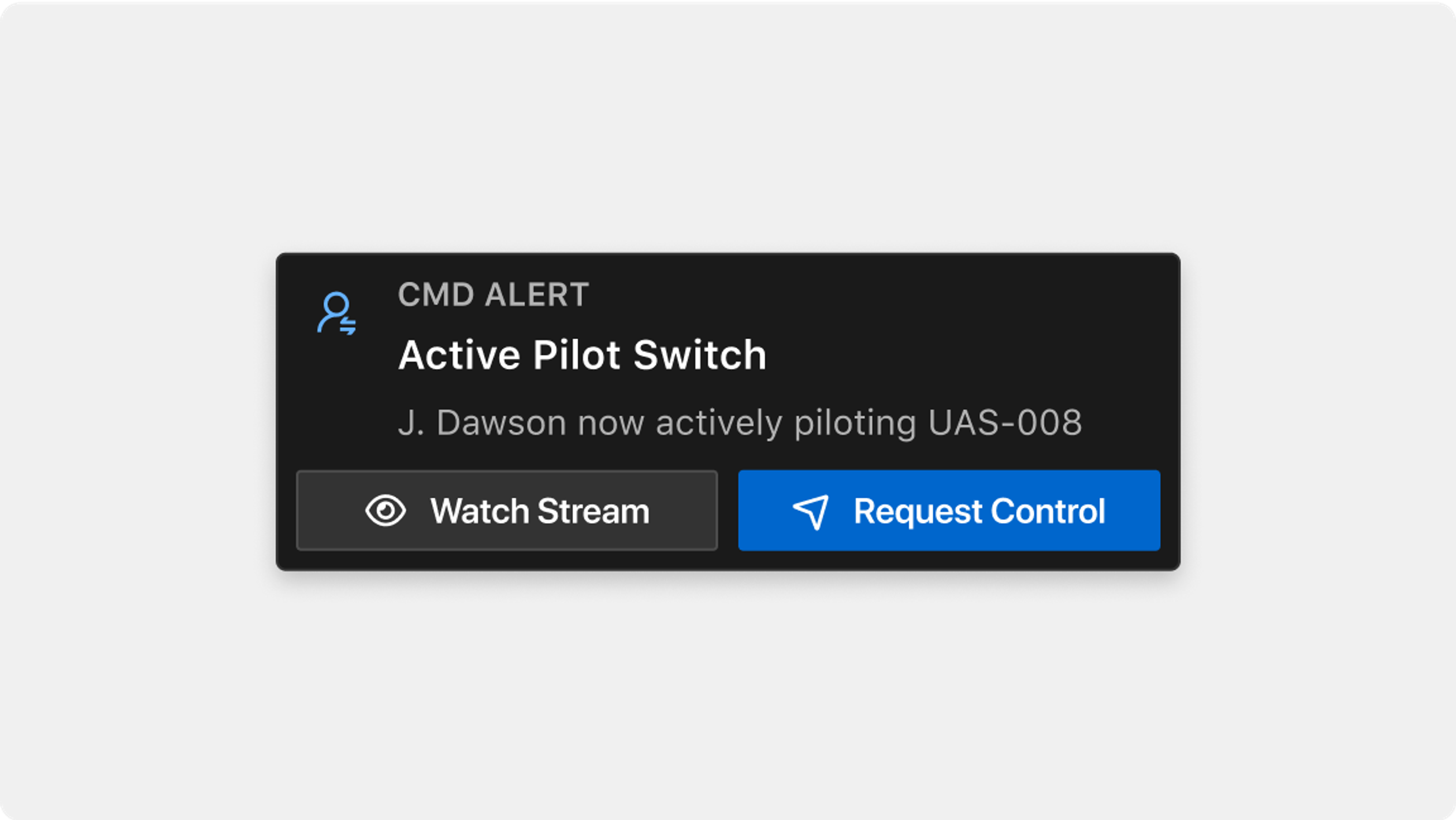 Remote Ops UI of commandering a drone in flight from another operator