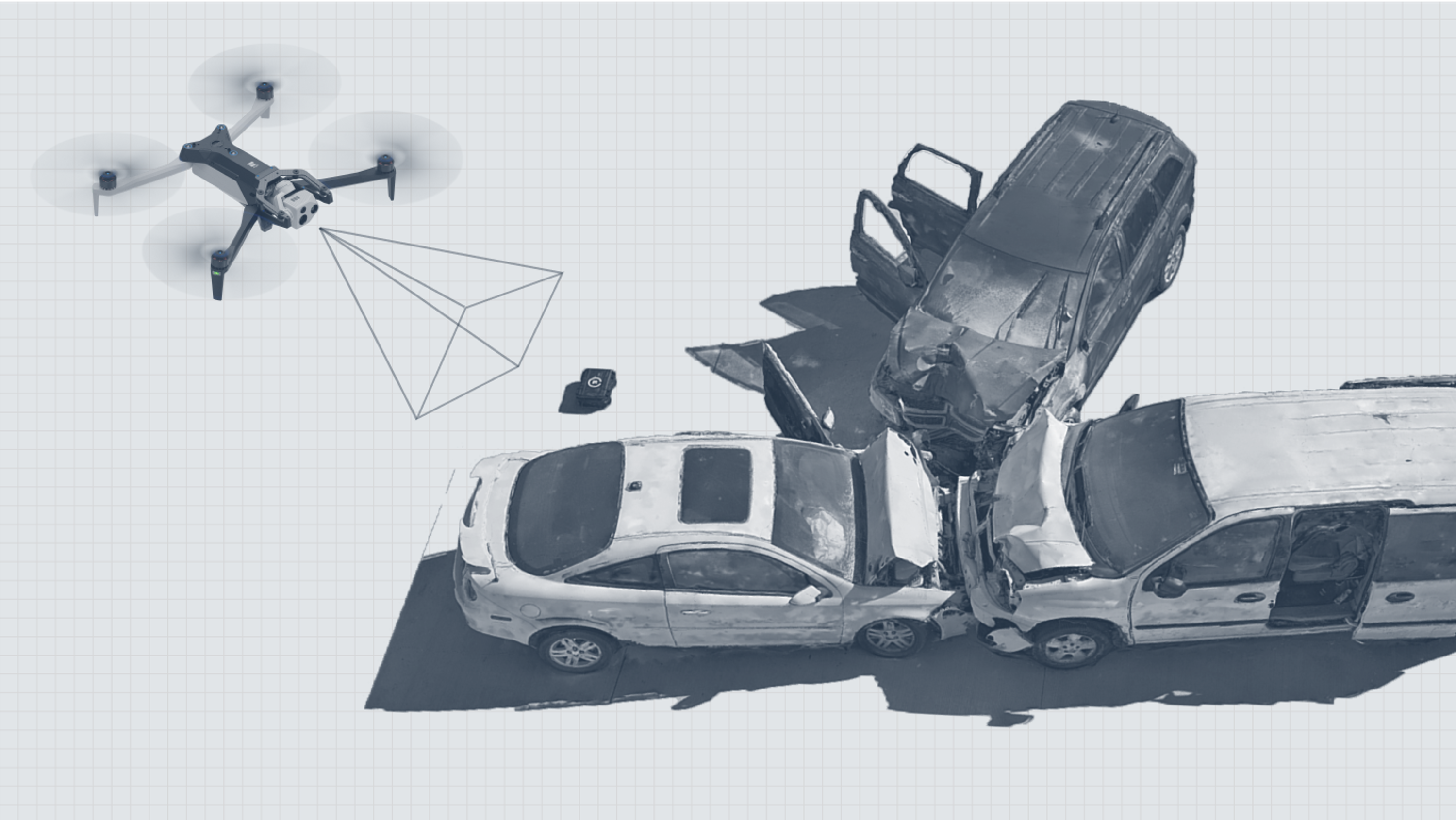 diagram of drone and cars