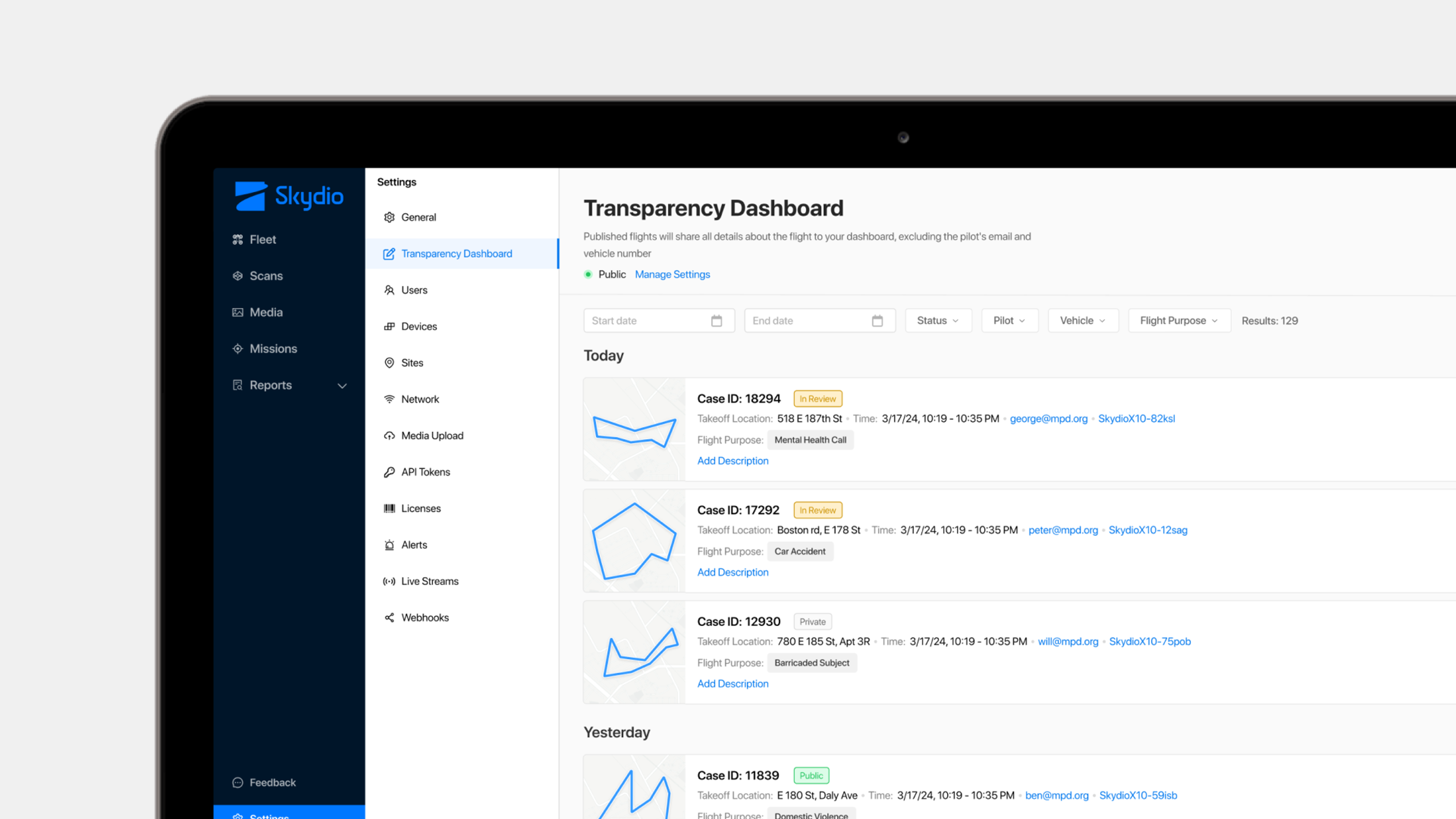 reporting metrics dashboard UI