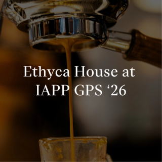Dark background with "Ethyca House at IAPP GPS 26" text in white.