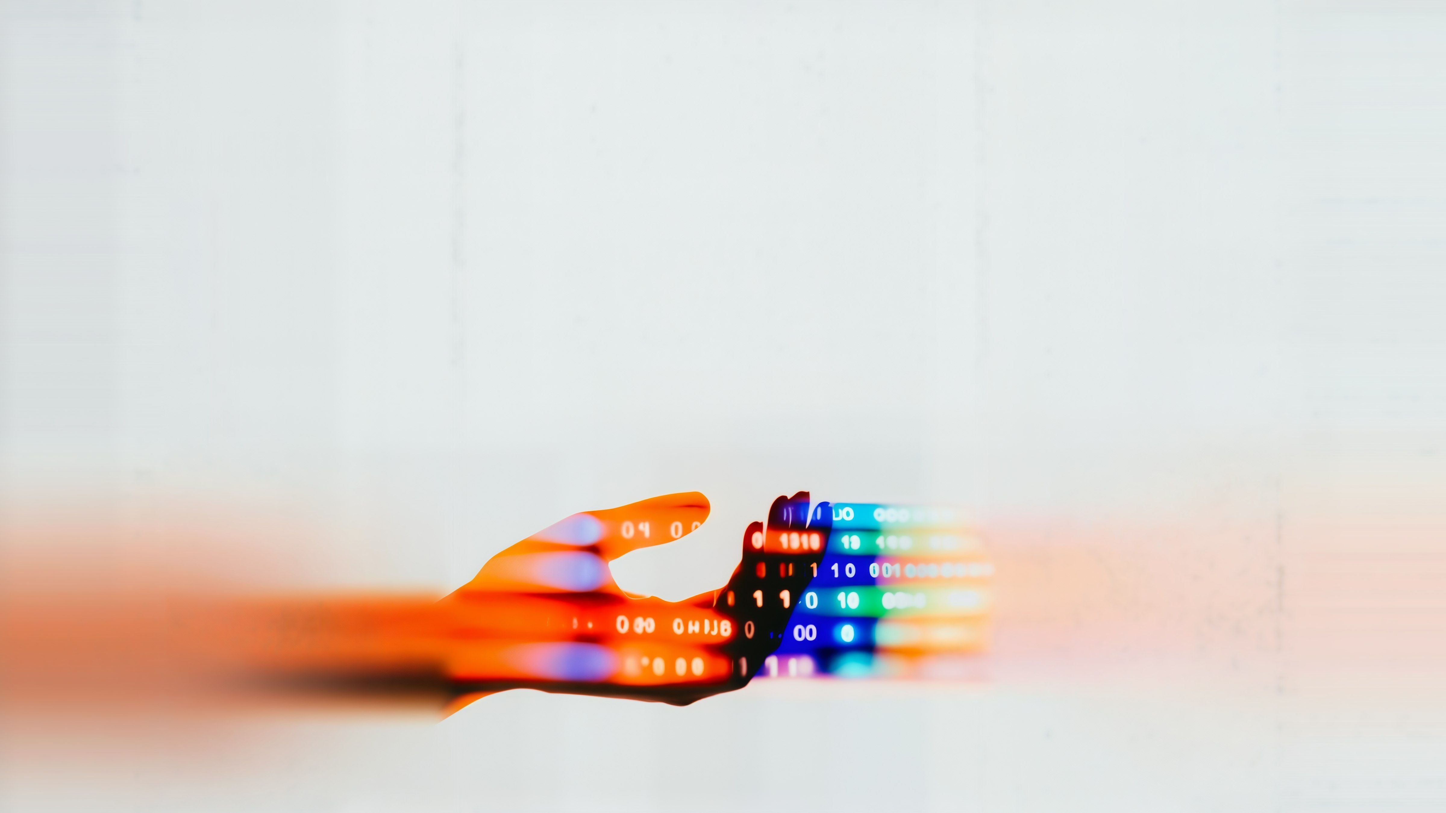 an abstract hand interacting with a screen or digital space