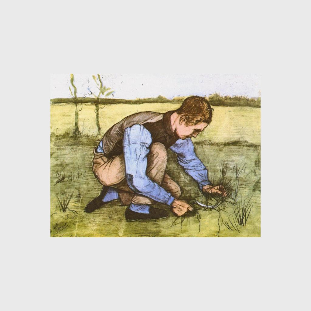 Boy Cutting Grass with a Sickle, 1881, 47×61 cm