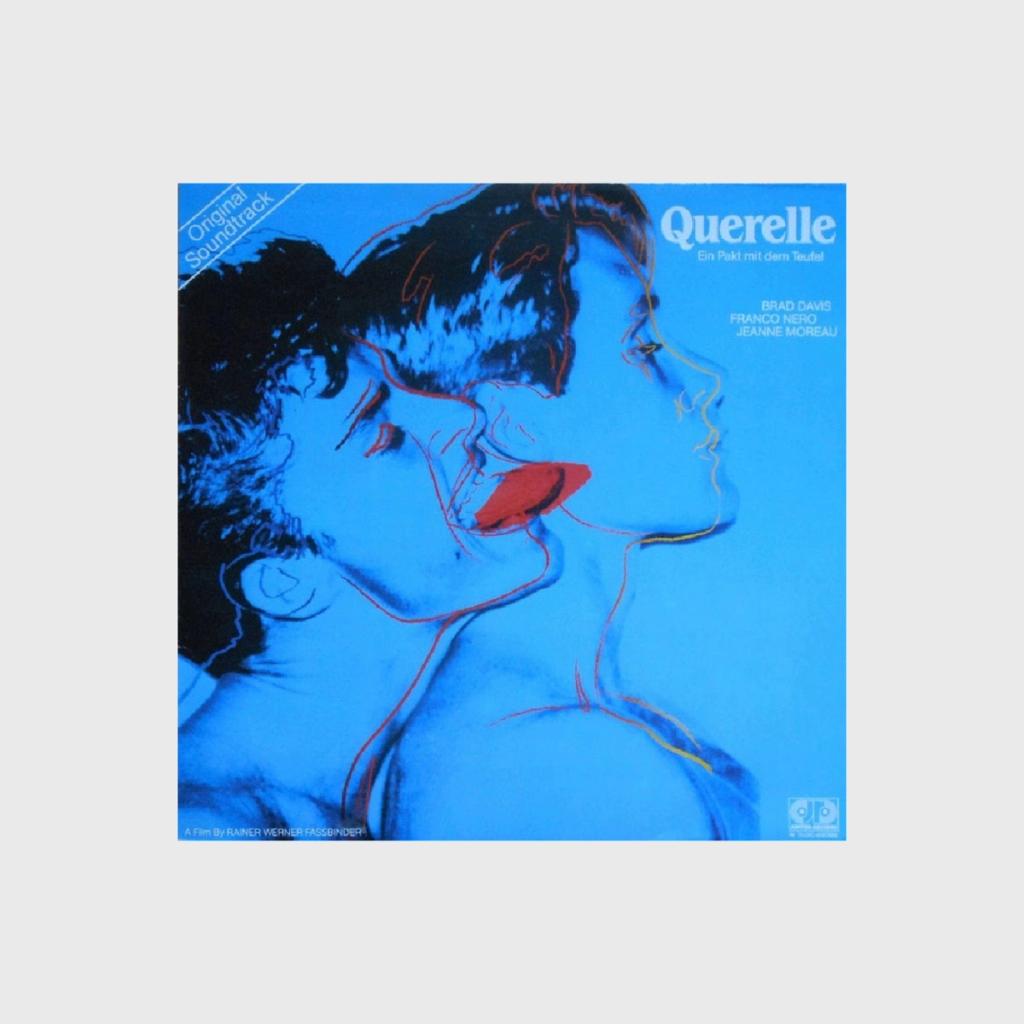 The blue Querelle soundtrack cover featuring two male profiles