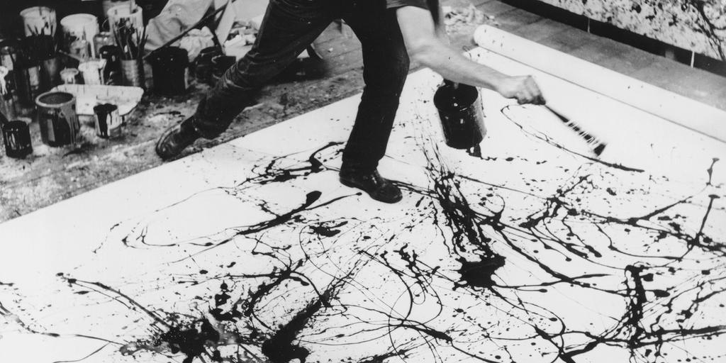 Jackson Pollock at work, photograph by Hans Namuth