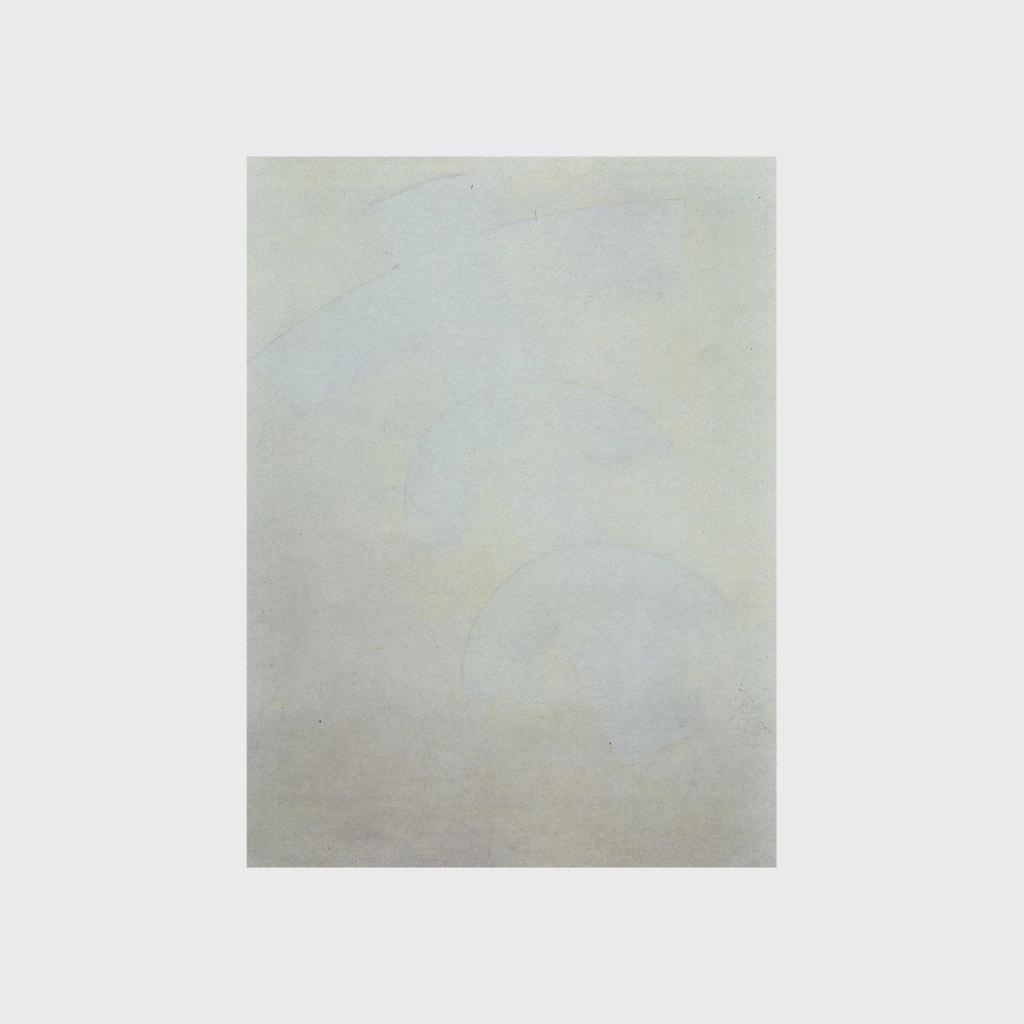 A late, colourless Suprematist composition with barely discernible pale arcs on a grey ground