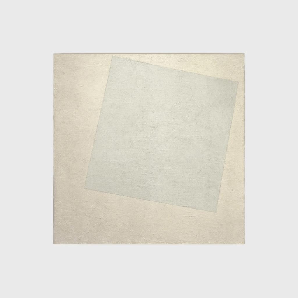 White on White: a pale blue square tilted on a white ground