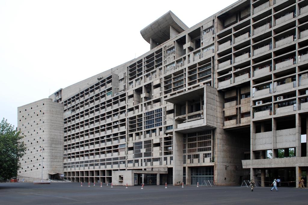 The Secretariat building in Chandigarh, a long concrete façade with brise-soleils