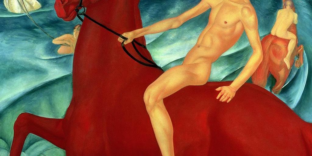 Картины русских художников: «Купание красного коня», Кузьма Петров-Водкин, 1912 г.