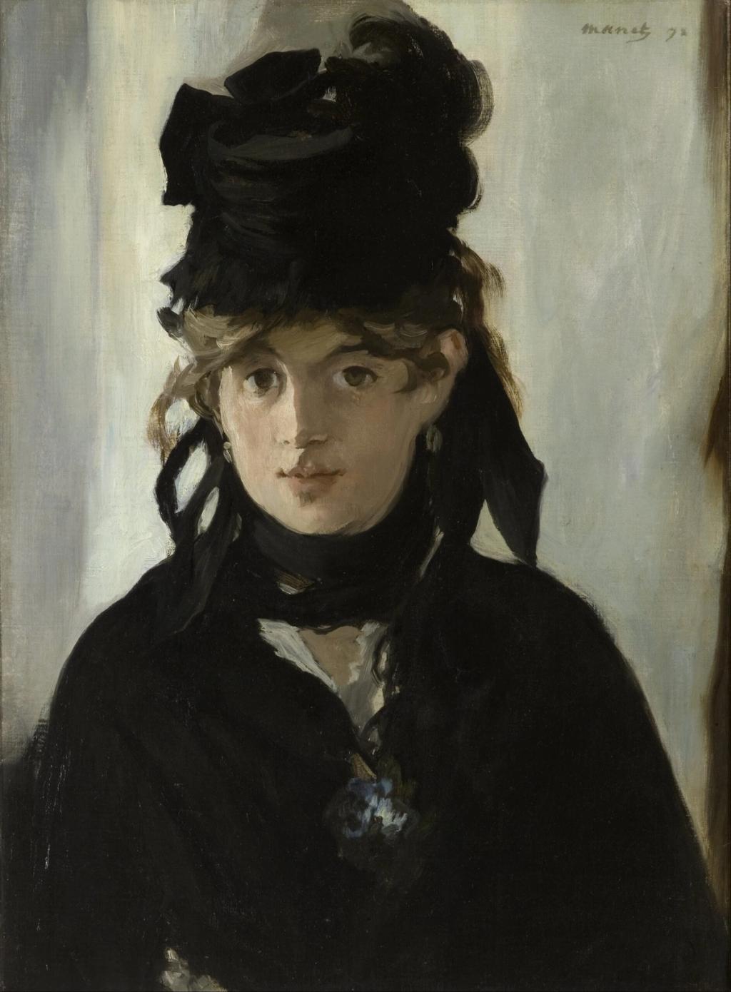Portrait of Berthe Morisot in a Black Hat and Dark Dress by Édouard Manet