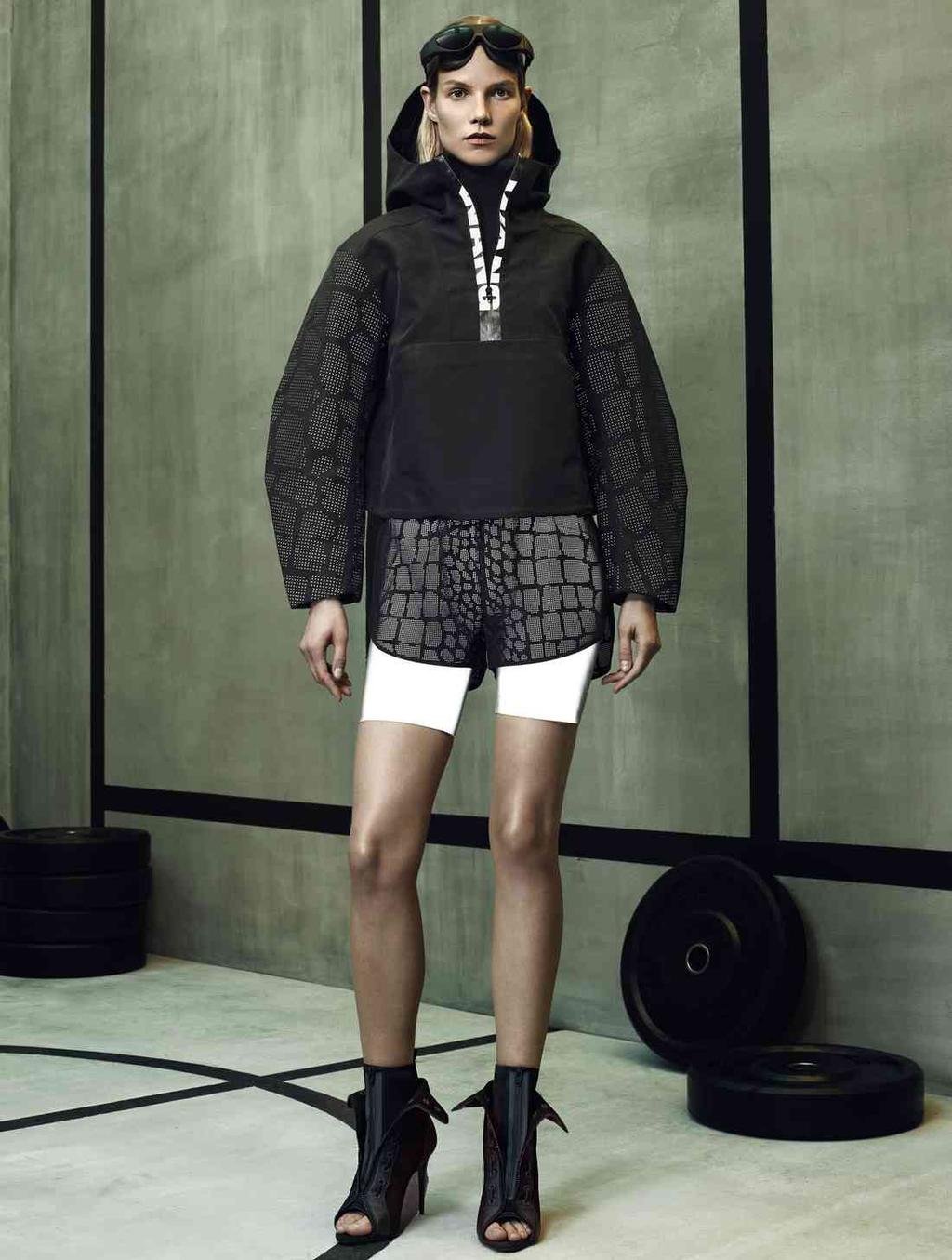 Black hooded anorak and shorts from the Alexander Wang x H&M collection