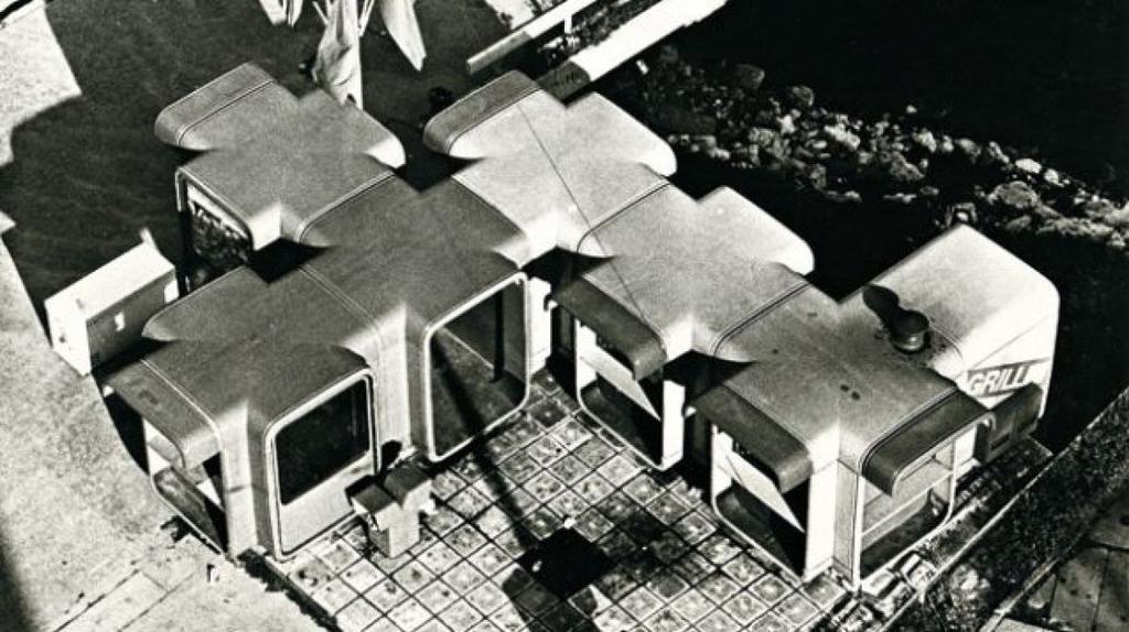 The modular K67 kiosks, created by Slovenian designer Saša Mächtig