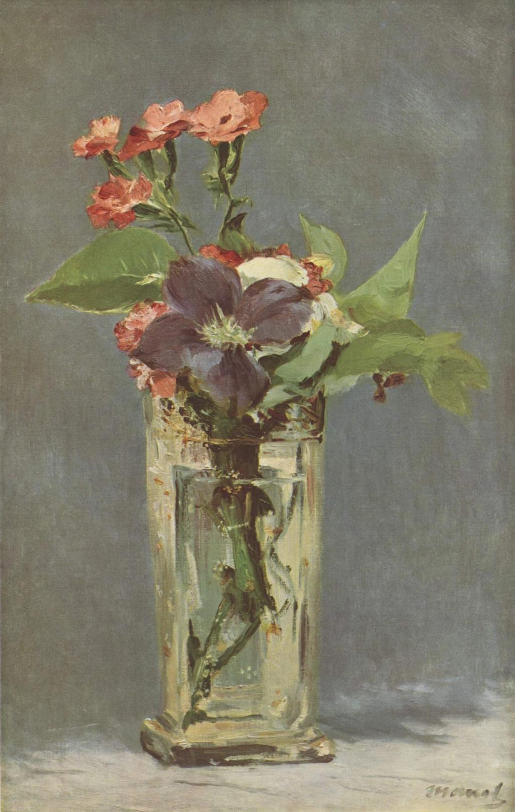 Carnation and Clematis in a Crystal Vase, 1882 