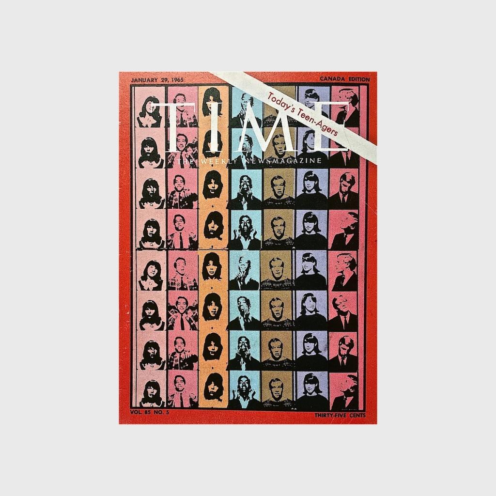 Cover of Time magazine with a grid of teenage portraits, from the Today's Teen-Agers issue