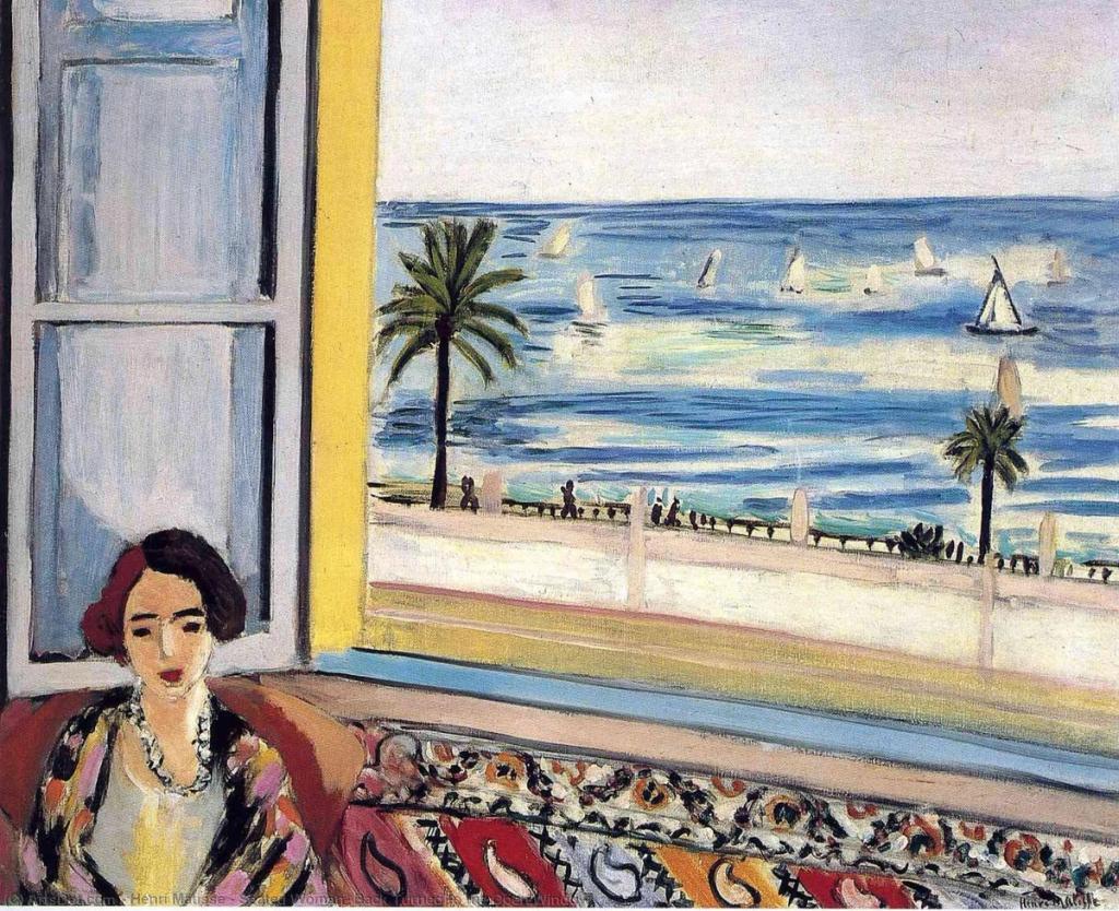 Woman Sitting with Her Back to an Open Window