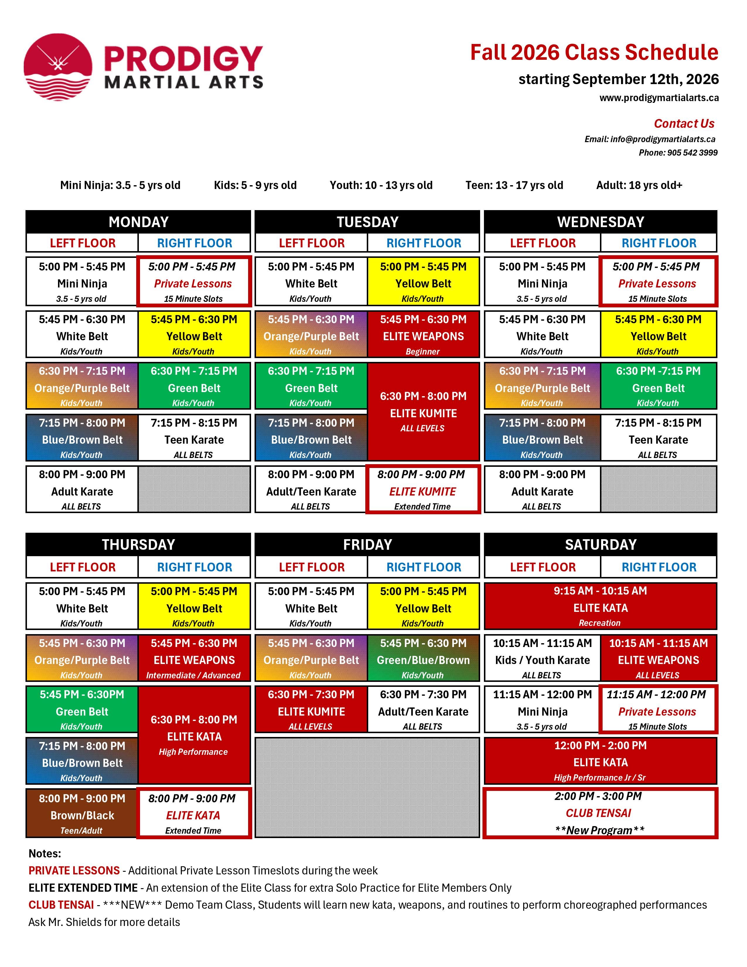 Meadowvale class schedule