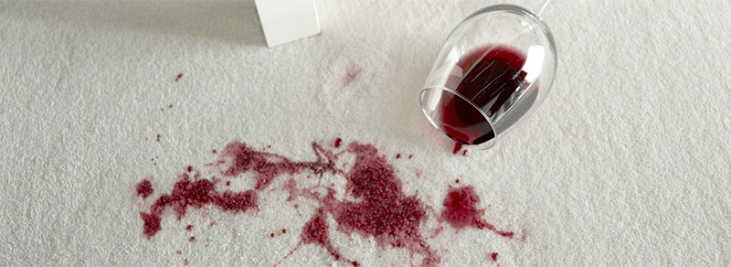stain removal for red wine staining a white carpet.