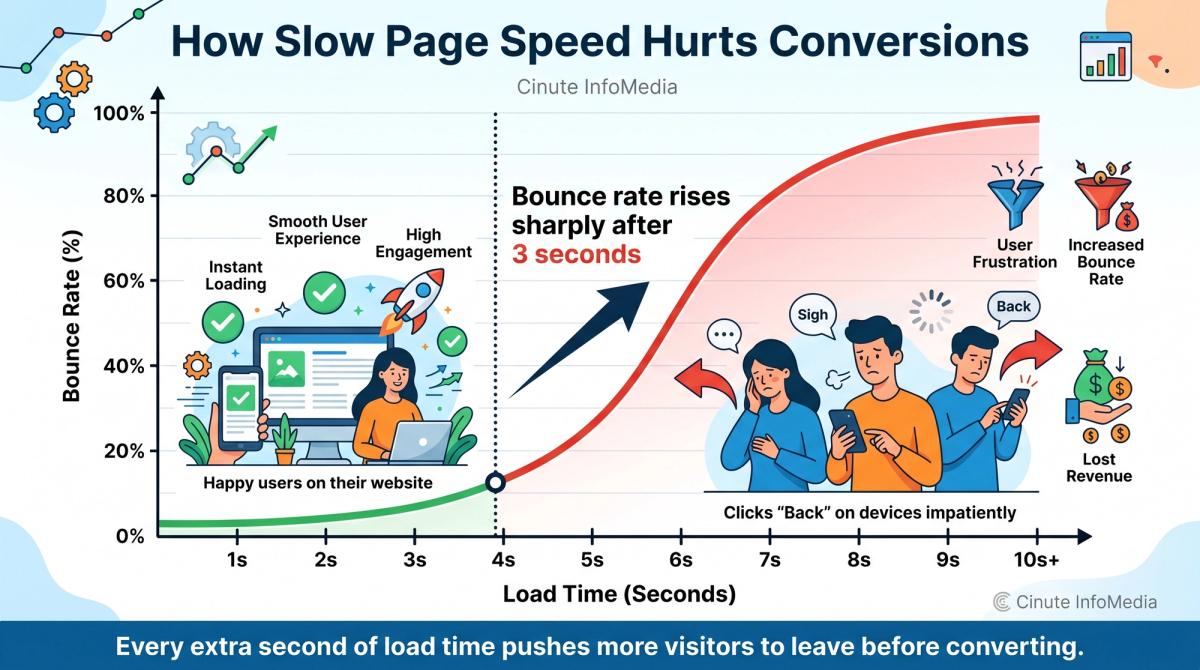 Slow website load time problem bounce rate rises sharply after 3 seconds