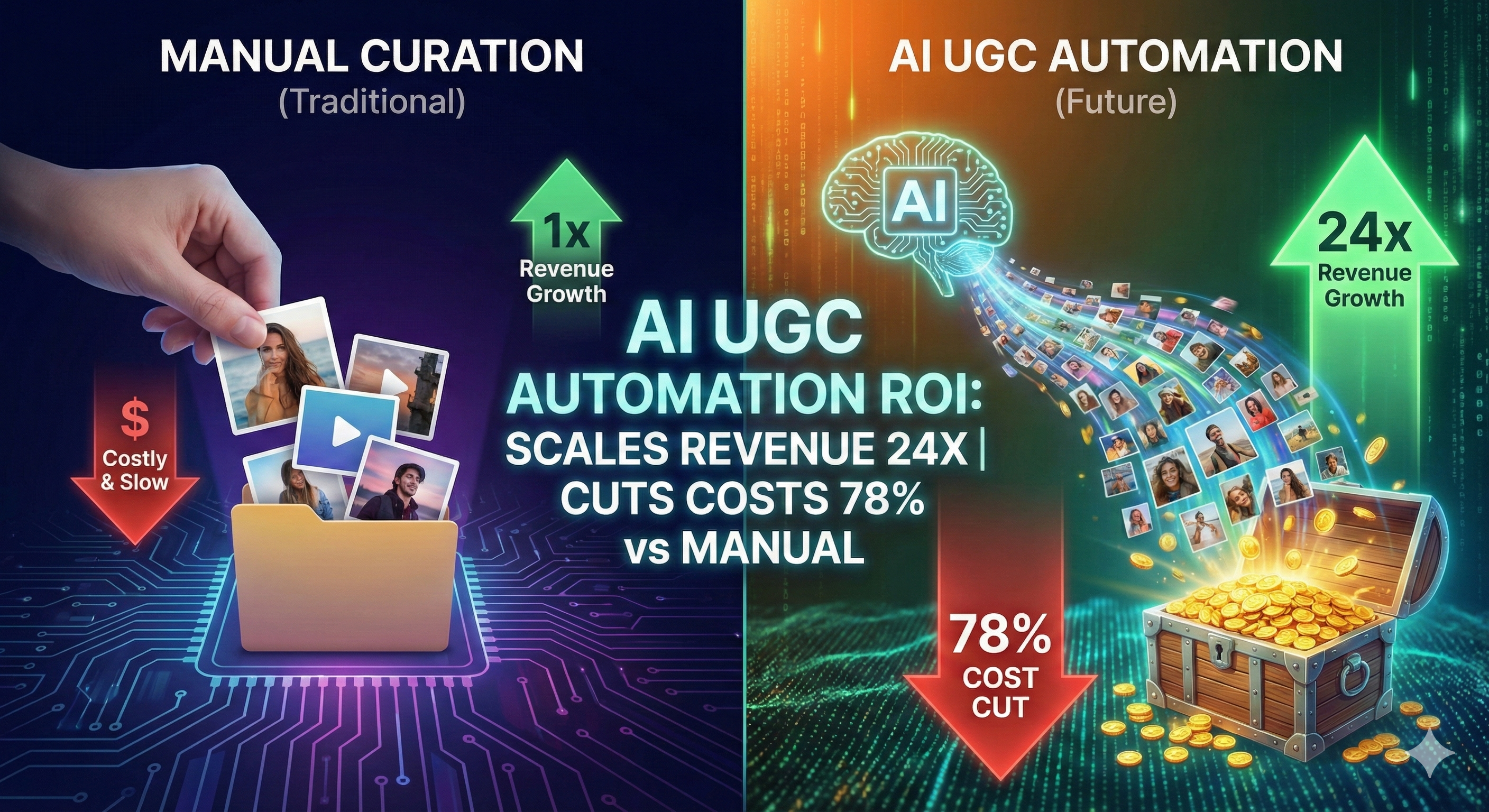 AI UGC Automation ROI Manual vs Automated 24x Revenue