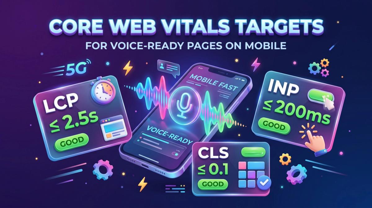 Core Web Vitals targets for LCP, INP and CLS that keep voice-ready pages fast on mobile