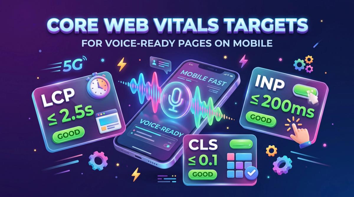 Core Web Vitals targets for LCP, INP and CLS that keep voice-ready pages fast on mobile