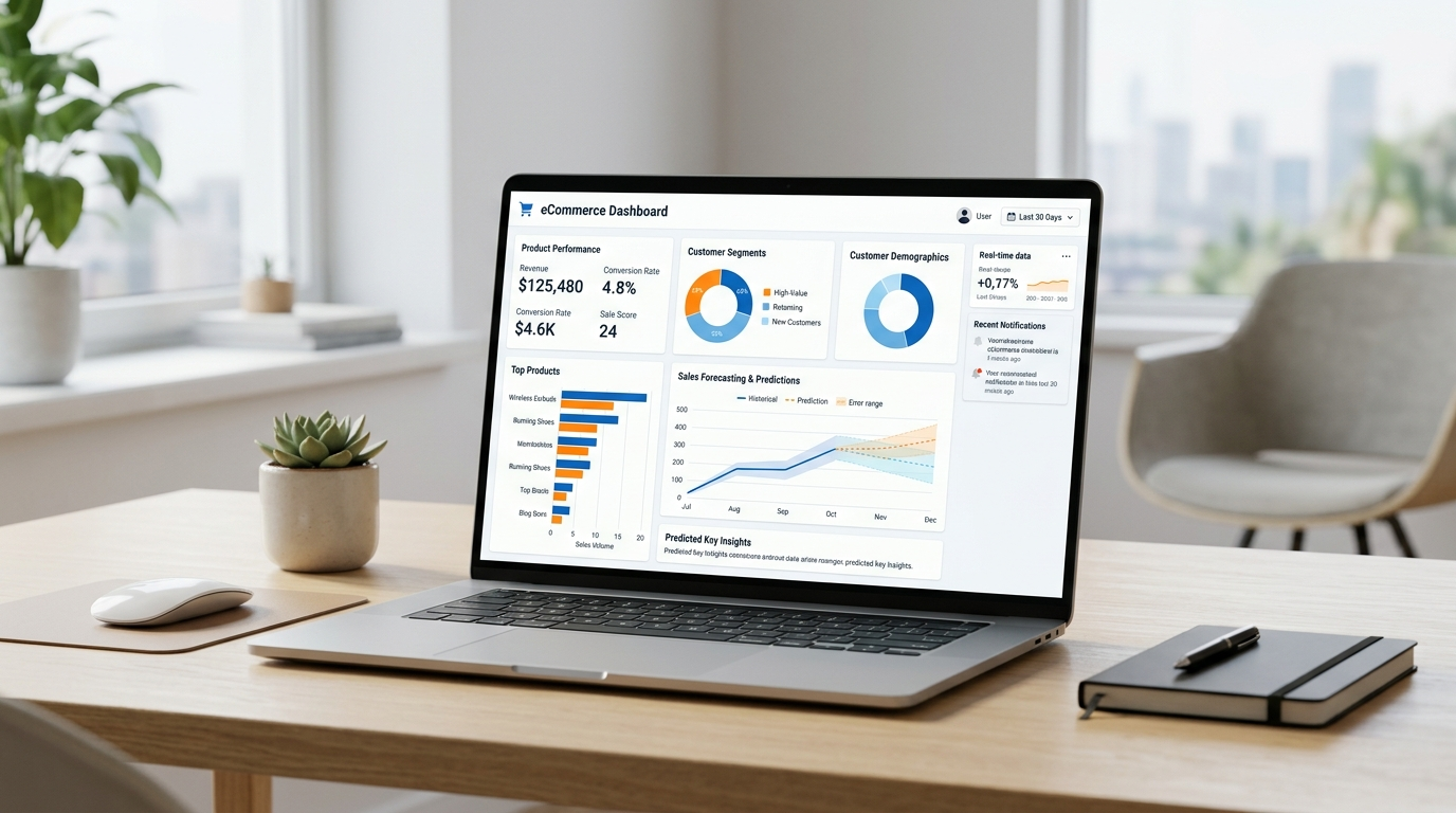 E-commerce analytics dashboard showing customer and sales data